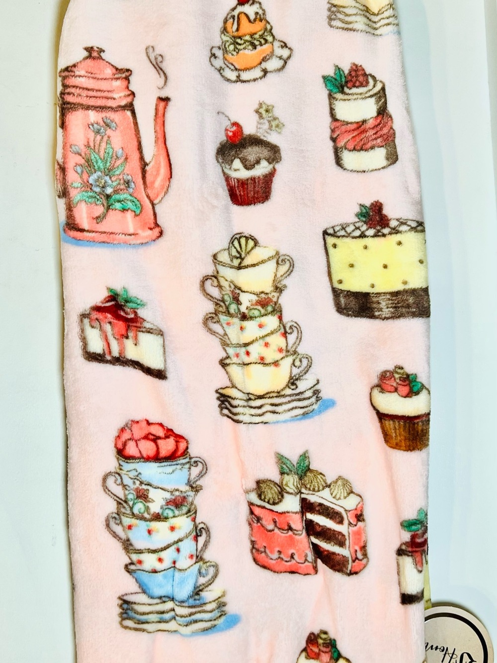 Tea Party Plush Throw Blanket Teapot Cakes Sweets Teacups Saucers Cupcakes Pink